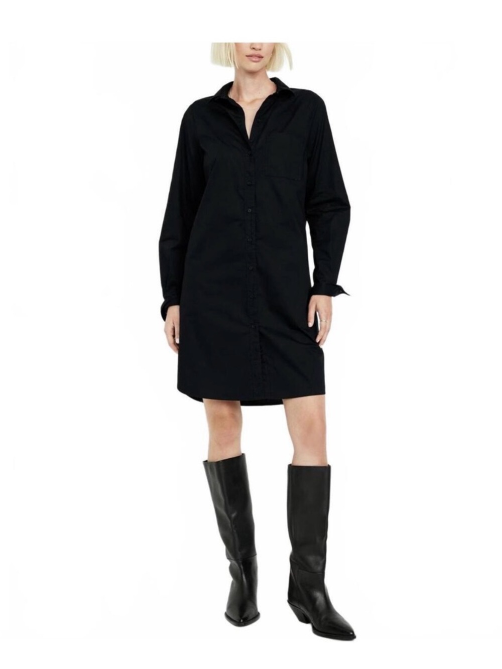 Old Navy Navy Long-Sleeve Midi Shirt Dress